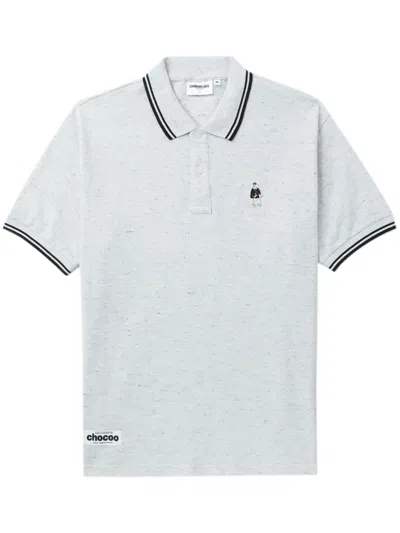 Chocoolate Logo-appliqué Cotton Polo Shirt In Grey