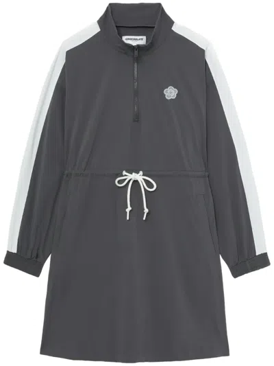 Chocoolate Logo-appliqué Drawstring Dress In Grey