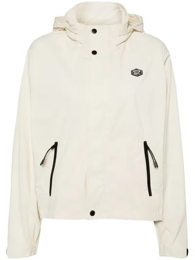 Chocoolate Logo-appliqué Hooded Windbreaker In Neutrals