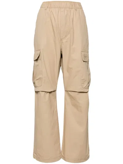 Chocoolate Logo-embroidered Cotton Cargo Trousers In Braun