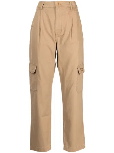 Chocoolate Logo-embroidered Straight-leg Trousers In Brown