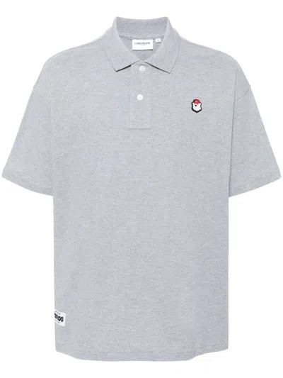 Chocoolate Logo-embroidered Cotton Polo Shirt In Grey