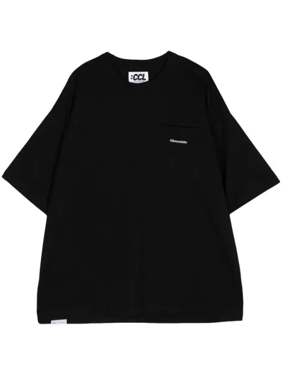 Chocoolate Logo-embroidered Cotton T-shirt In Black