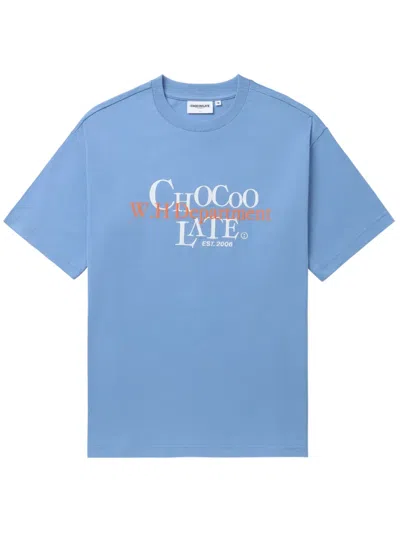 Chocoolate Logo-embroidered Cotton T-shirt In Blue