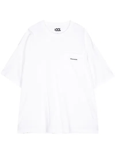 Chocoolate Logo-embroidered Cotton T-shirt In White
