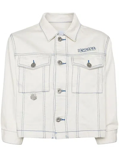 Chocoolate Logo-embroidered Denim Jacket In White