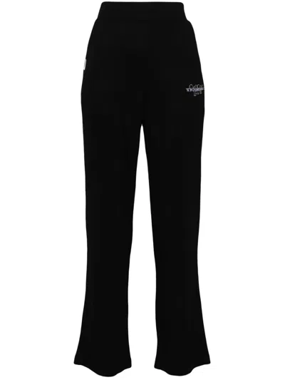 Chocoolate Logo-embroidered Flared Trousers In Black