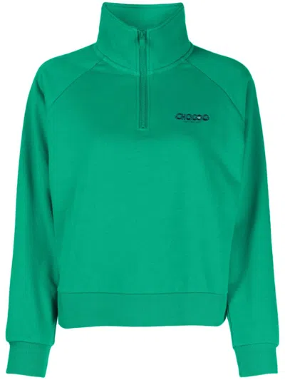 Chocoolate Logo-embroidered Half-zip Sweatshirt In Green