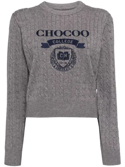 Chocoolate Logo-embroidered Jumper In Grey