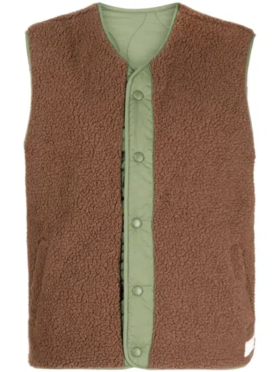 Chocoolate Logo-embroidered Panelled Gilet In Brown