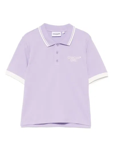 Chocoolate Logo-embroidered Polo Shirt In Purple