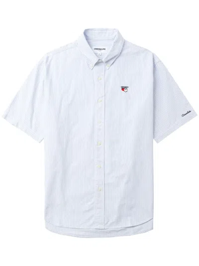 Chocoolate Logo-embroidered Striped Cotton Shirt In 蓝色