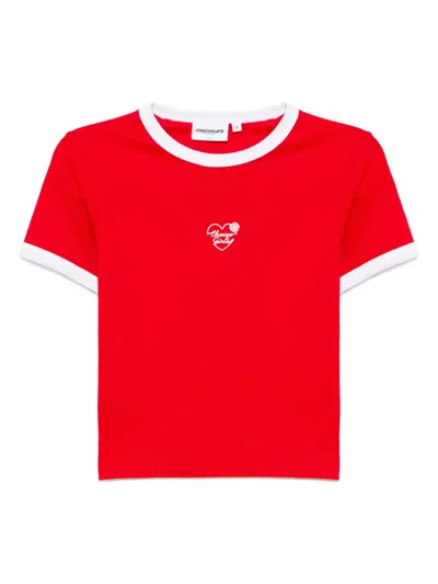 Chocoolate Logo-embroidered T-shirt In Red