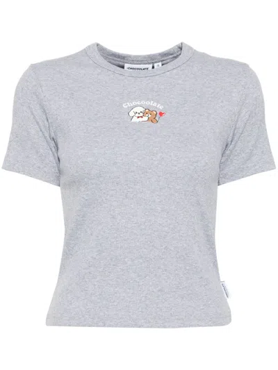 Chocoolate Logo-embroidered T-shirt In Grey