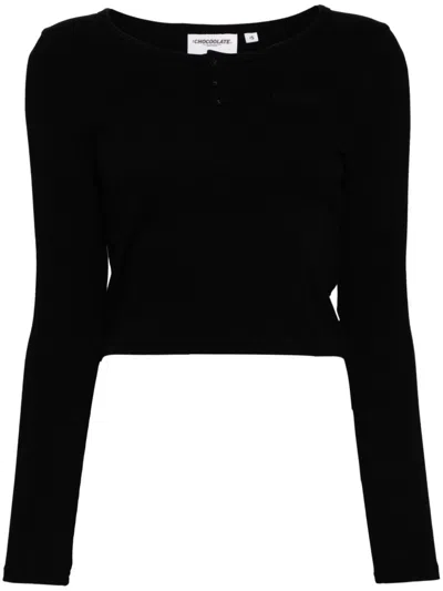 Chocoolate Logo-embroidered Top In 黑色