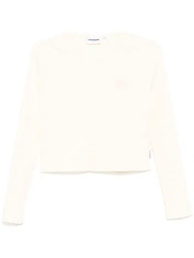 Chocoolate Logo-embroidered Top In White