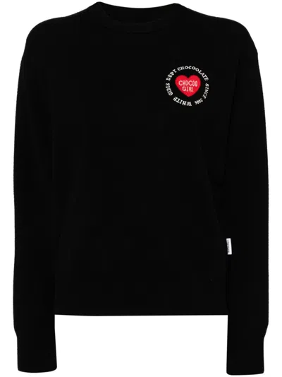 Chocoolate Logo Intarsia-knit Ribbed Jumper In Black