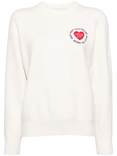 Chocoolate Logo-appliqué Cotton Sweatshirt In White