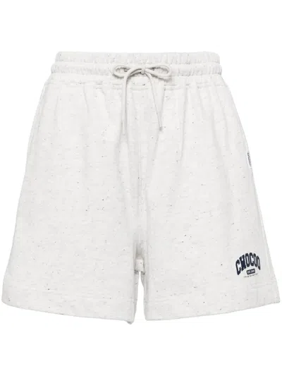 Chocoolate Logo Lettering Cotton Shorts In Grey