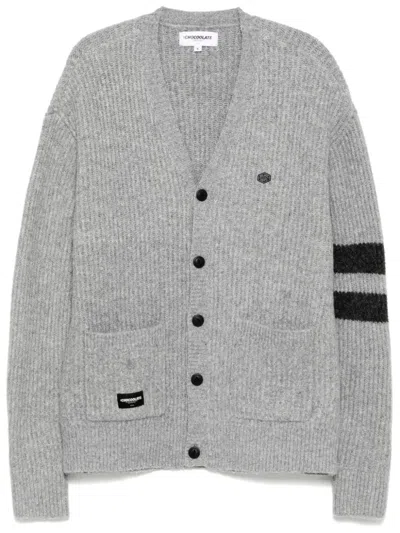 Chocoolate Logo-patch Cardigan In Grey