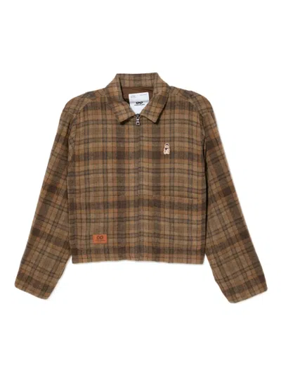 Chocoolate Karierte Jacke Mit Logo-patch In Brown