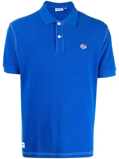 Chocoolate Logo-patch Cotton Polo Shirt In Blue