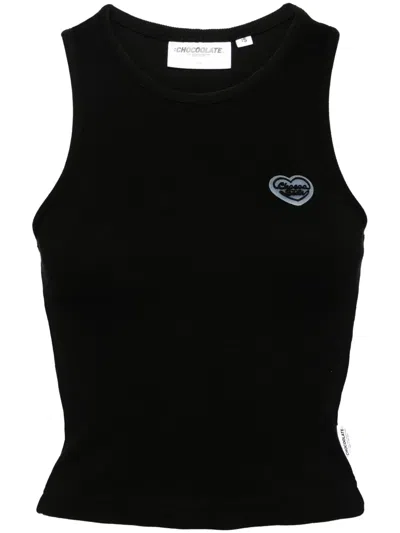 Chocoolate Logo Patch Cotton Tank Top In Black