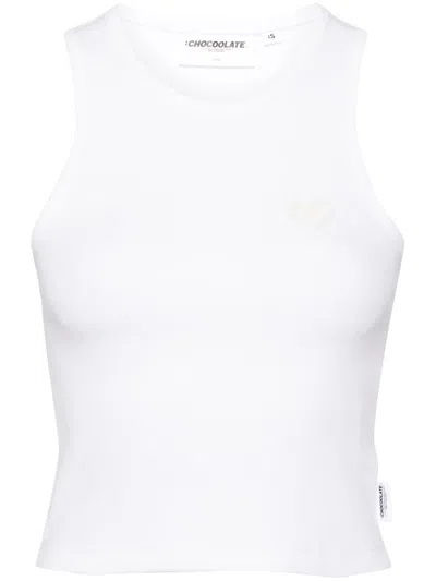 Chocoolate Logo Patch Cotton Tank Top In White