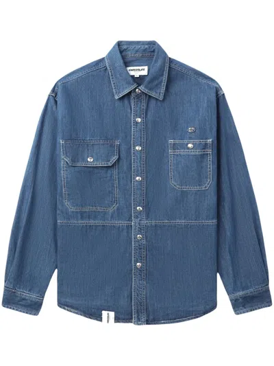 Chocoolate Logo-patch Denim Shirt In Blue