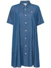 Chocoolate Logo-patch Denim Shirt Dress In Blue