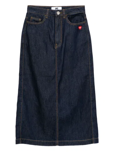Chocoolate Logo-patch Denim Skirt In Blue