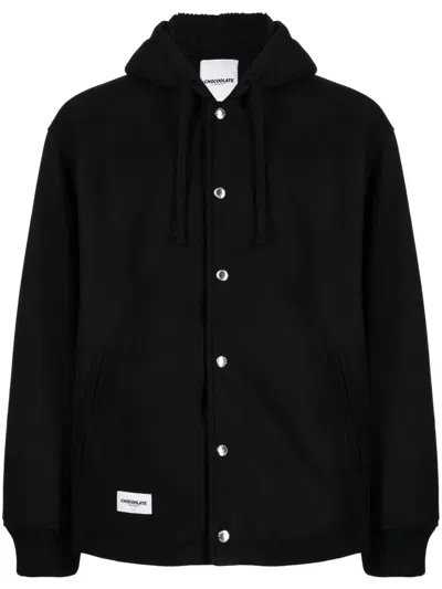 Chocoolate Logo-patch Press-stud Hoodie In Black
