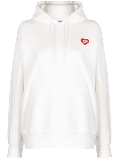 Chocoolate Logo-print Cotton Hoodie In Weiss