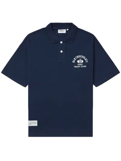 Chocoolate Logo-print Cotton Polo Shirt In Blue