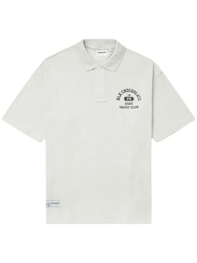 Chocoolate Logo-print Cotton Polo Shirt In Grey
