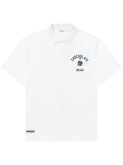 Chocoolate Logo-print Cotton Polo Shirt In White