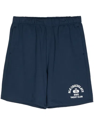 Chocoolate Logo-print Cotton Shorts In Blue