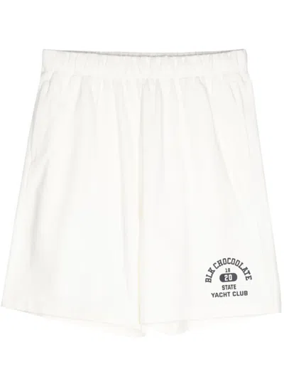 Chocoolate Logo-print Cotton Shorts In White