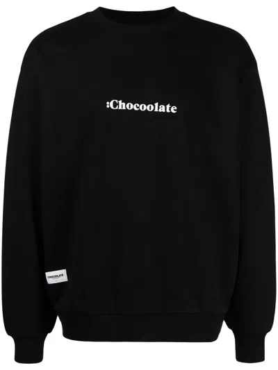 Chocoolate Logo-print Cotton Sweatshirt In Black