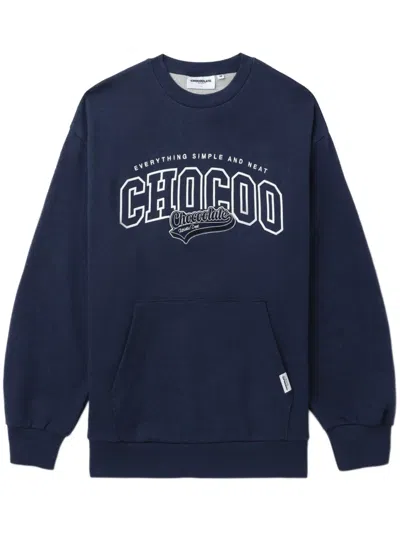 Chocoolate Logo-print Cotton Sweatshirt In Blue