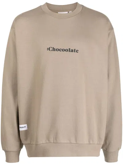 Chocoolate Logo-print Cotton Sweatshirt In Brown