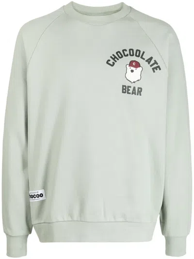 Chocoolate Logo-print Cotton Sweatshirt In Green