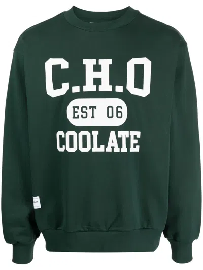 Chocoolate Logo-print Cotton Sweatshirt In Green