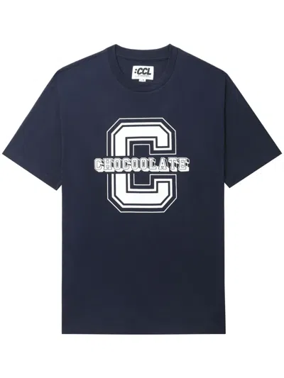 Chocoolate Logo-print Cotton T-shirt In Blue