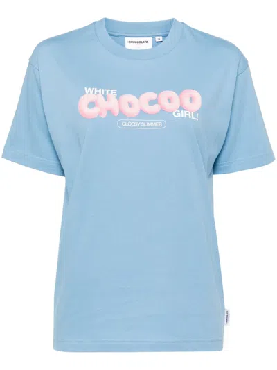 Chocoolate Logo Lettering Cotton T-shirt In Blue