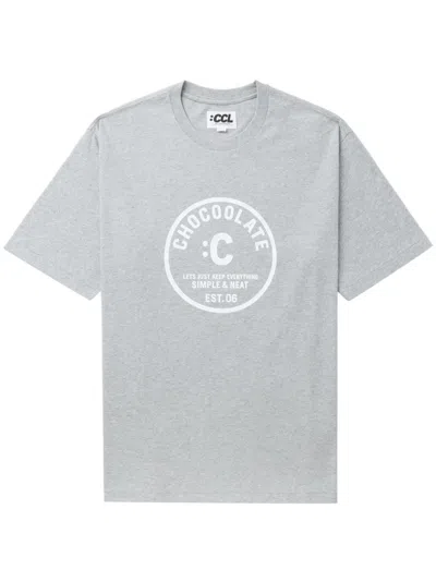 Chocoolate Logo-print Cotton T-shirt In Grau