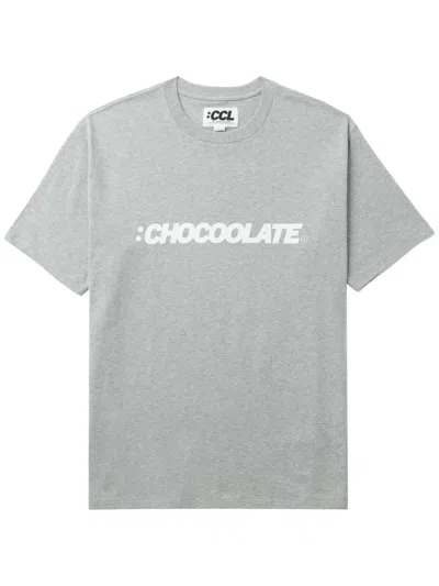 Chocoolate Logo-print Cotton T-shirt In Grey