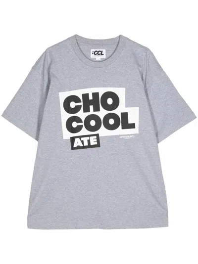 Chocoolate Logo-print Cotton T-shirt In Grey