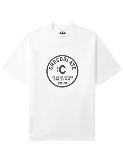 Chocoolate Logo-print Cotton T-shirt In Weiss