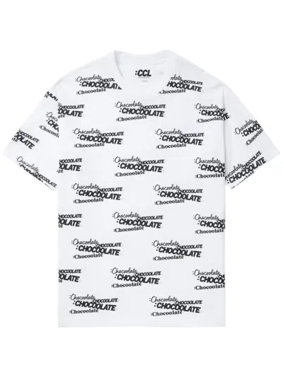 Chocoolate Logo-print Cotton T-shirt In Weiss